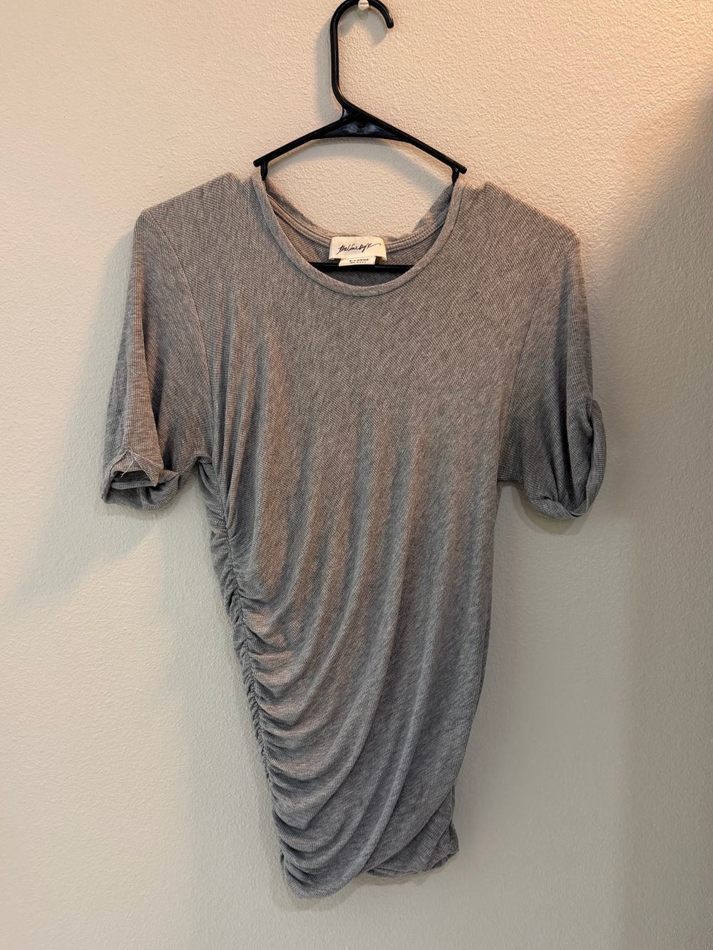 The Line by K Grey Ruched Short Sleeve Tee